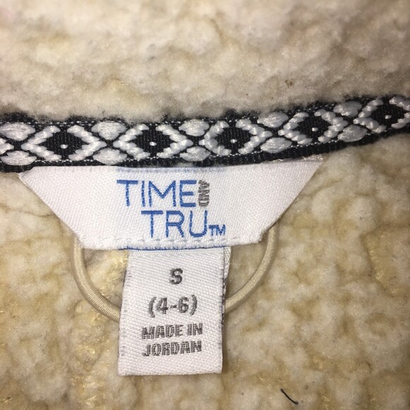 Time and Tru sweater Womens Small cream quarter zip pullover teddy bear pockets - Picture 3 of 8